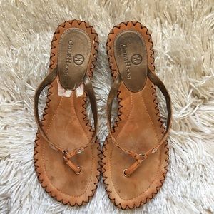 Cole Haan size 6 orange leather wedge sandals